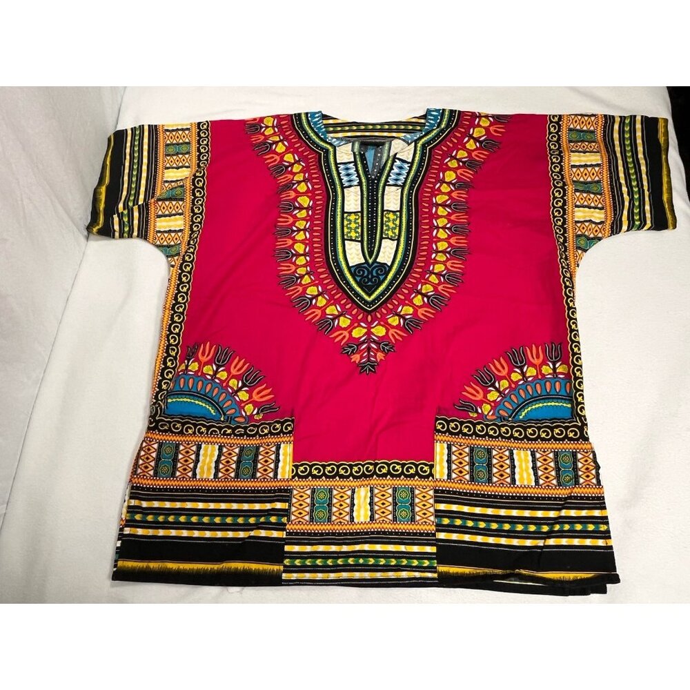 KlukKool Dashiki Shirt Mens XL African Tribal Print Short Sleeve Tunic - Picture 5 of 13
